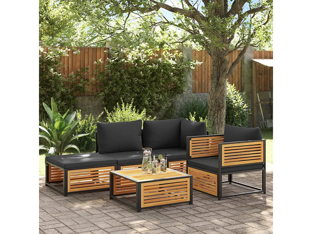 Chaise de jardin avec coussins bois massif d'acacia