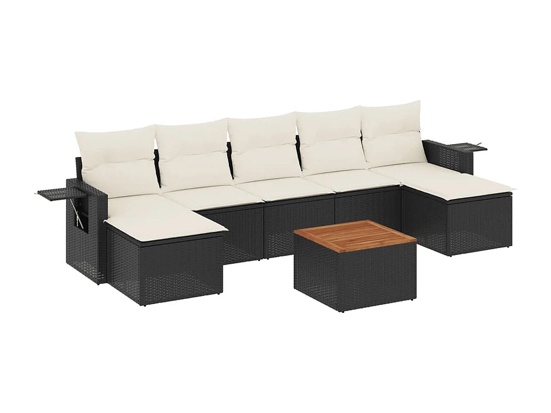 stuks tuinmeubelen met zwart geweven harskussens