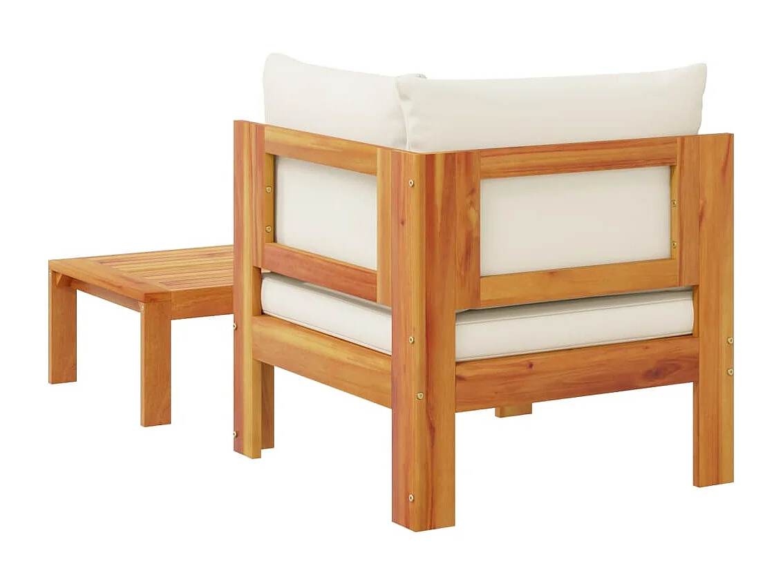 Móveis de jardim com almofadas 2 unidades de madeira maciça de acácia