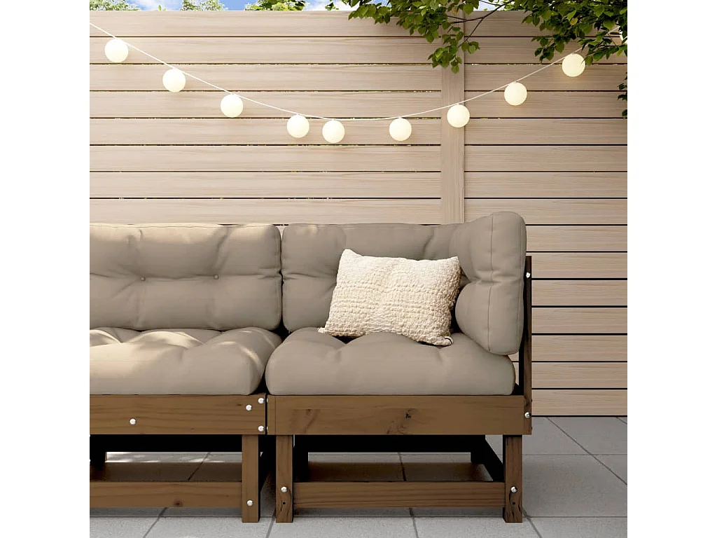 Honigbraunes Garten-Ecksofa aus massivem Kiefernholz