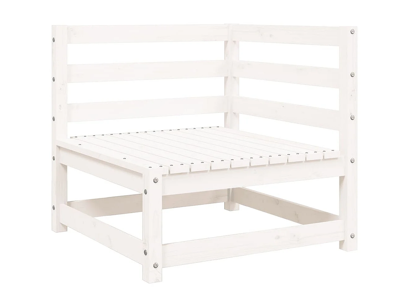 Gartensofa-Fußhocker, 2 Plätze, weißes massives Kiefernholz