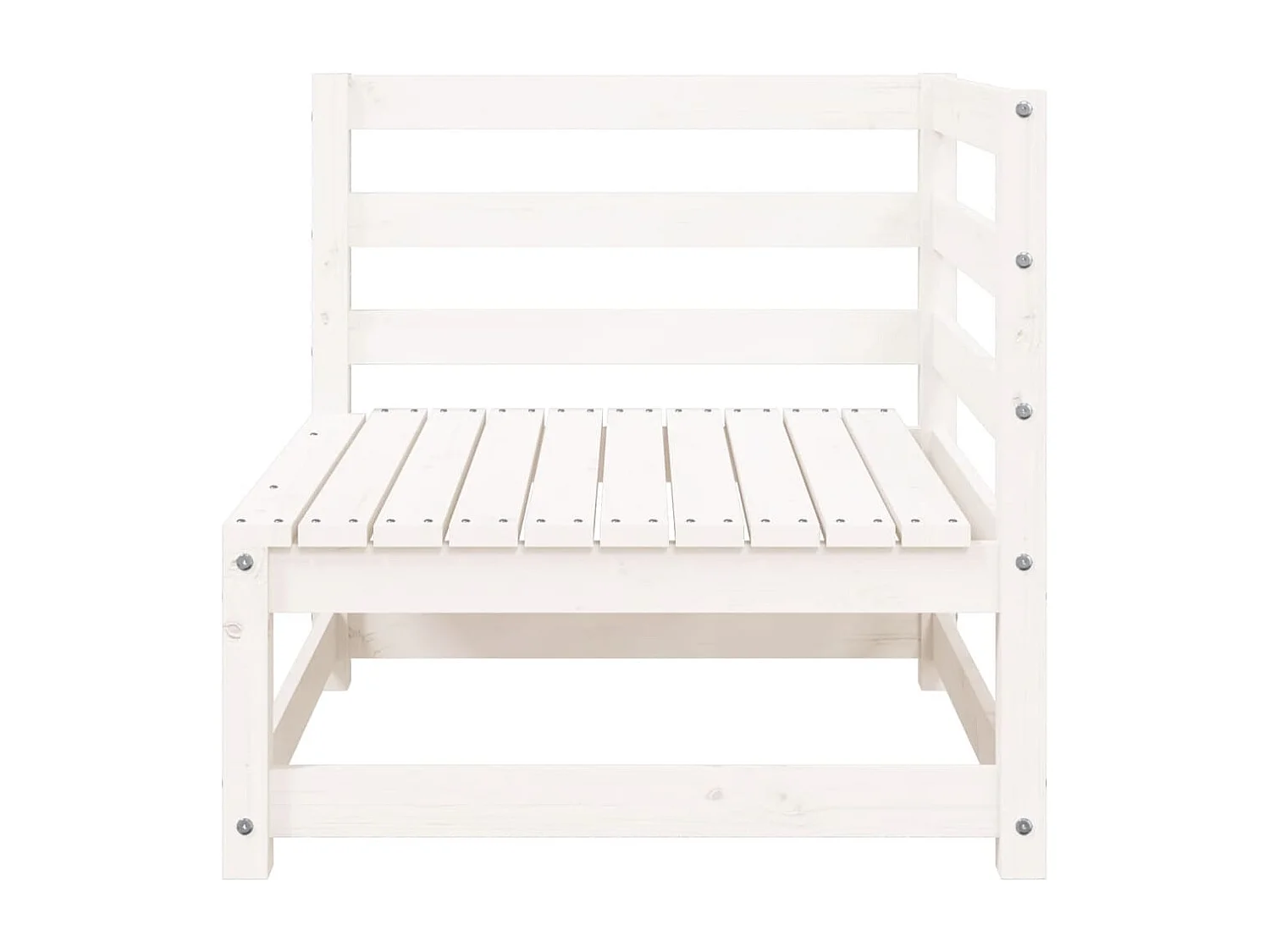 Gartensofa-Fußhocker, 2 Plätze, weißes massives Kiefernholz