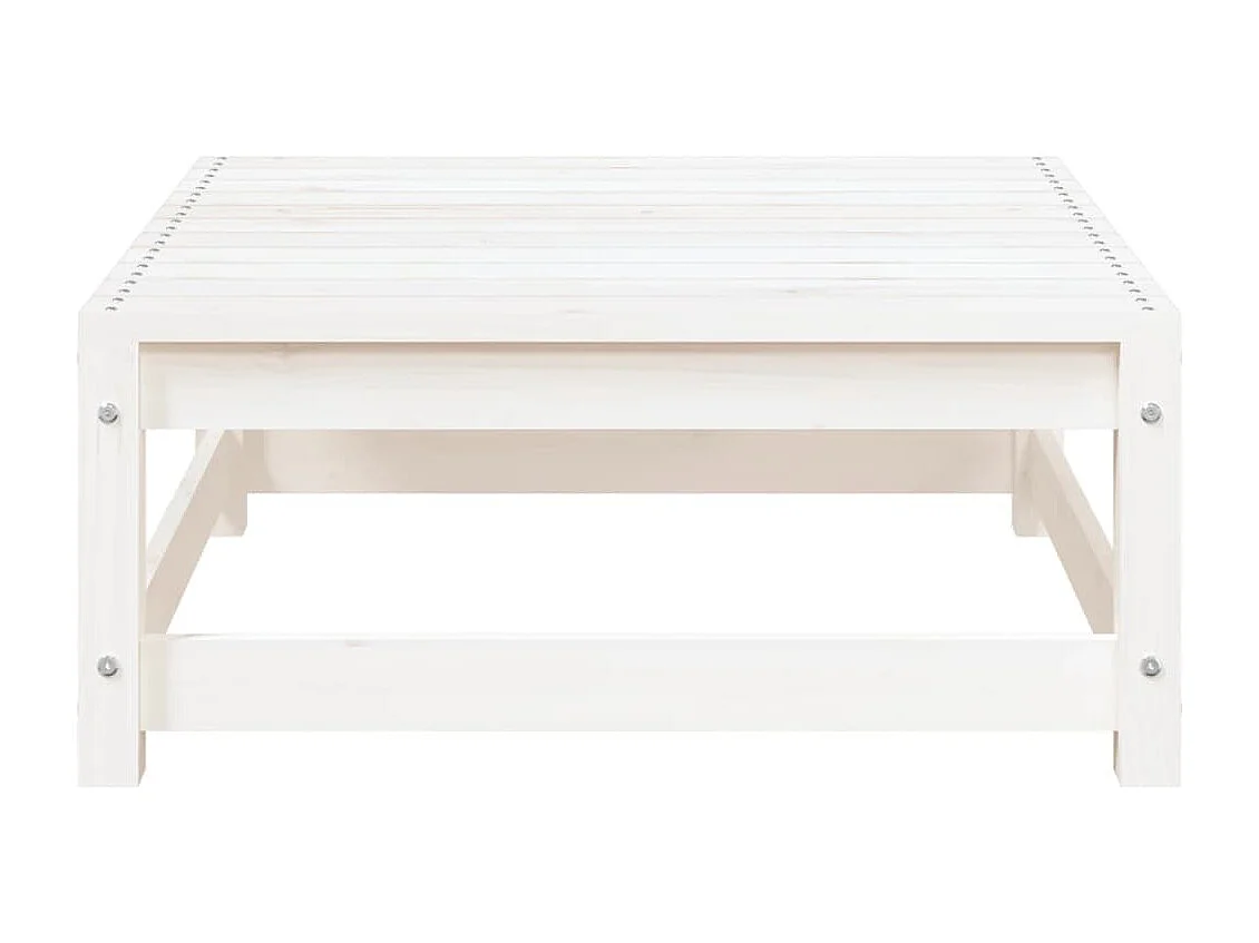 Gartensofa-Fußhocker, 2 Plätze, weißes massives Kiefernholz