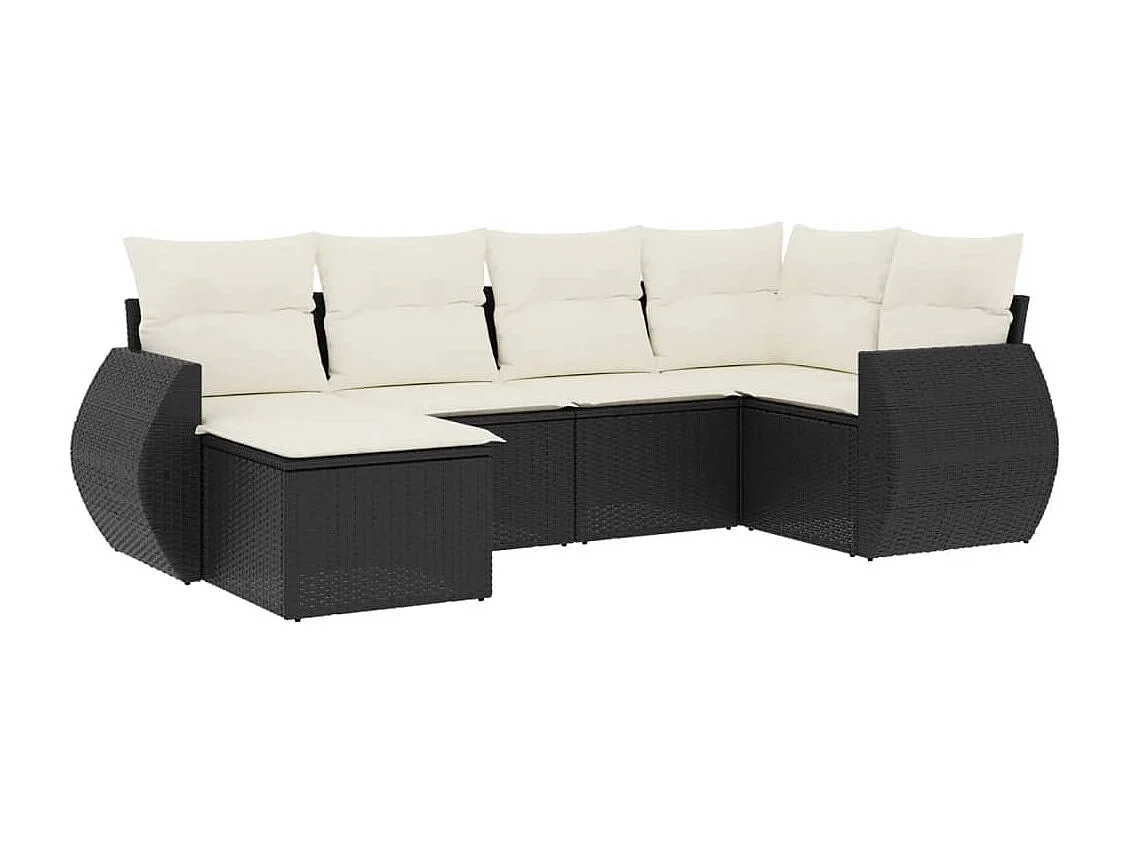 peças de móveis de jardim com almofadas de resina tecida preta