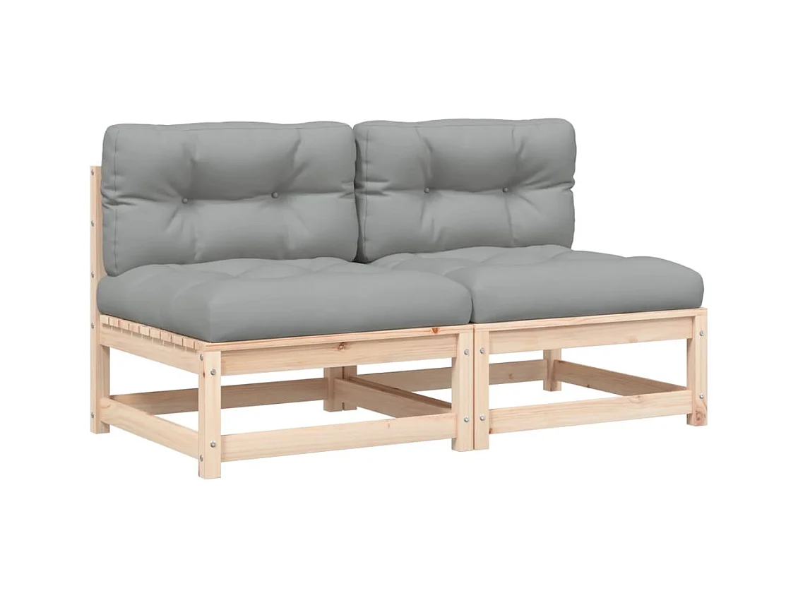 Gartensofas ohne Armlehnen, Kissen 2 Stück aus massivem Kiefernholz