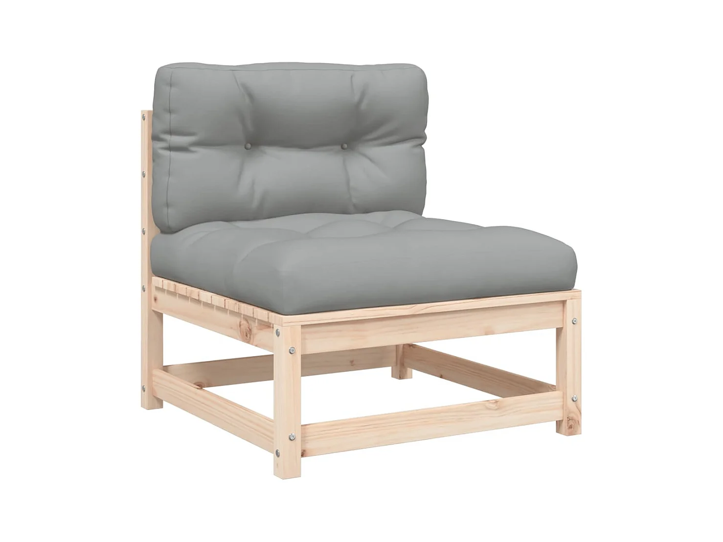 Gartensofas ohne Armlehnen, Kissen 2 Stück aus massivem Kiefernholz