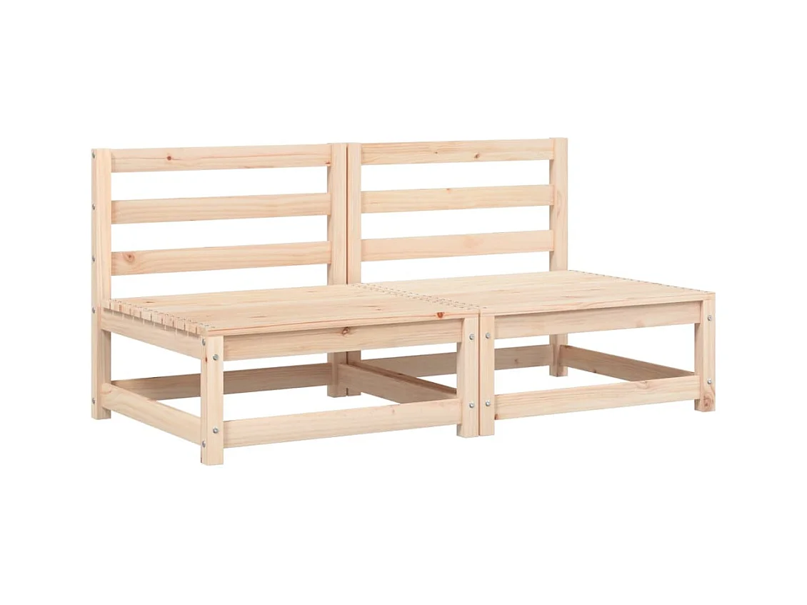 Gartensofas ohne Armlehnen, Kissen 2 Stück aus massivem Kiefernholz
