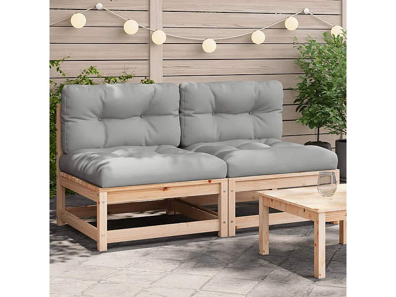 Gartensofas ohne Armlehnen, Kissen 2 Stück aus massivem Kiefernholz