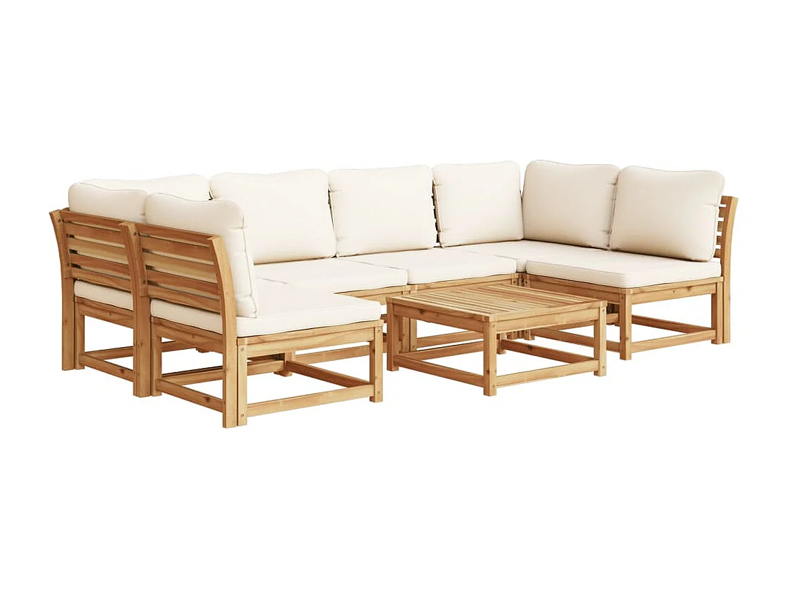 Salon de jardin avec coussins 7 pcs bois massif d'acacia