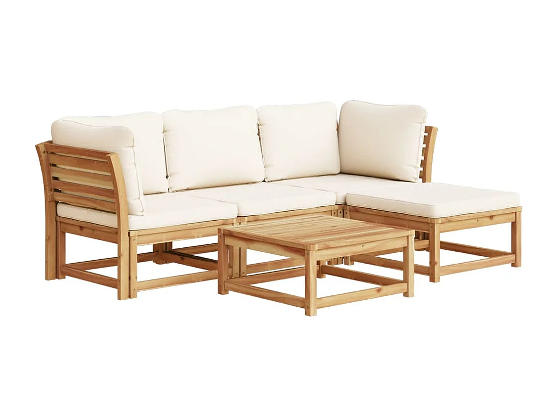 Mobili da giardino con cuscini 5 pz. Legno massello di acacia