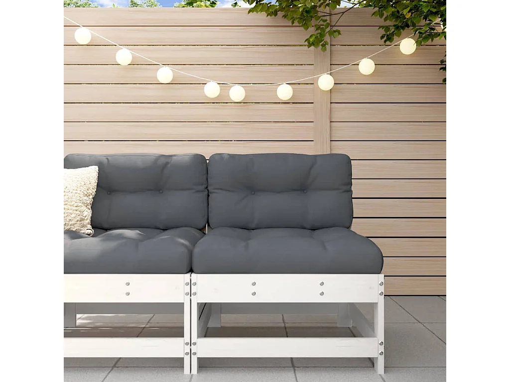 Weißes zentrales Gartensofa aus massivem Kiefernholz