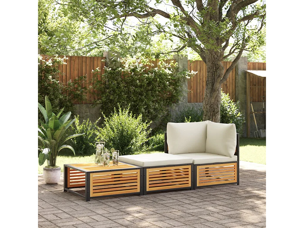 Table de jardin avec tabouret bois d'acacia massif
