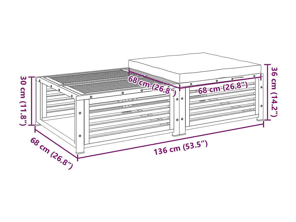 Table de jardin avec tabouret bois d'acacia massif