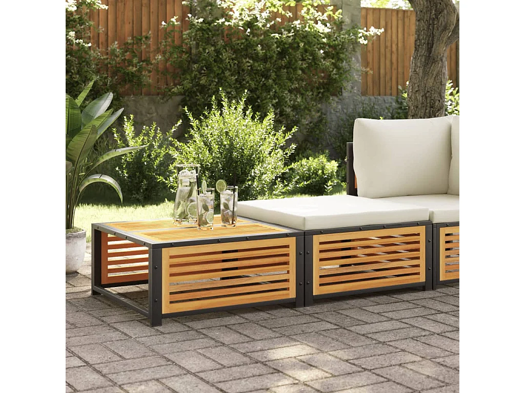 Table de jardin avec tabouret bois d'acacia massif