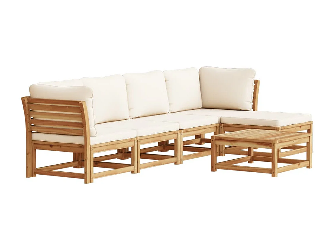 Salon de jardin 6 pcs avec coussins bois d'acacia solide