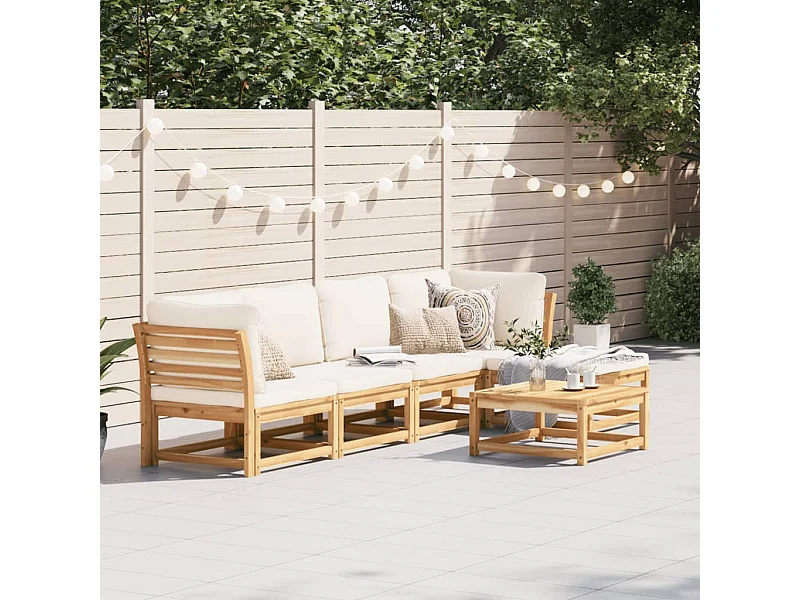 Salon de jardin 6 pcs avec coussins bois d'acacia solide