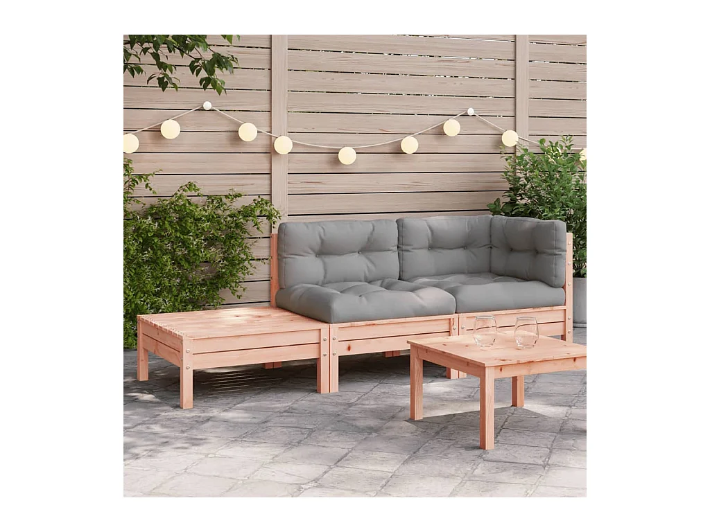 Canapé de jardin et coussins repose-pied bois massif douglas