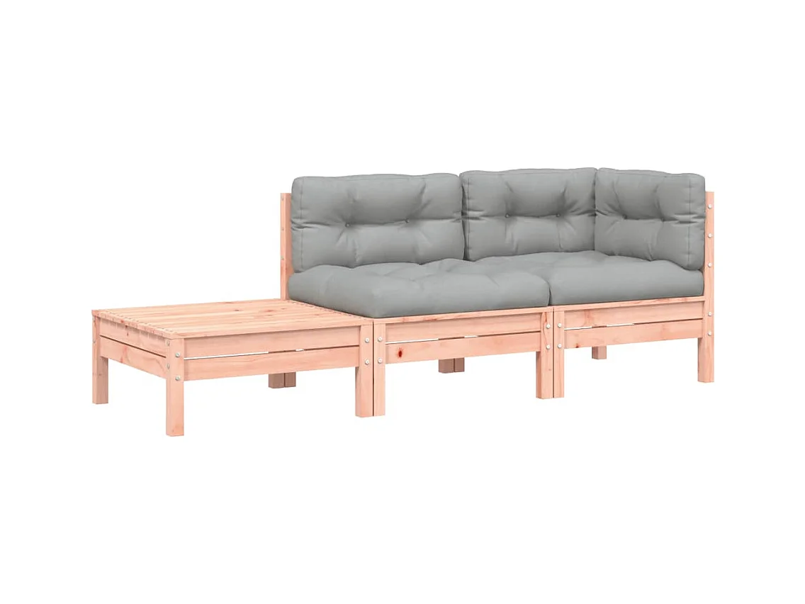 Canapé de jardin et coussins repose-pied bois massif douglas