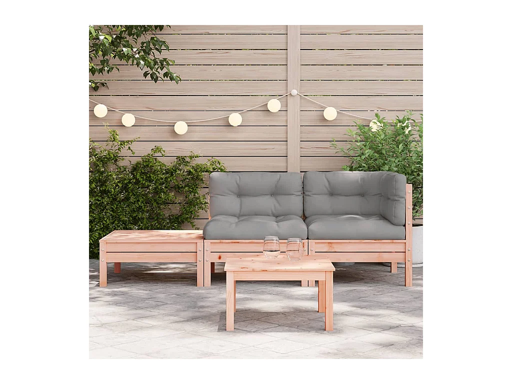 Canapé de jardin et coussins repose-pied bois massif douglas