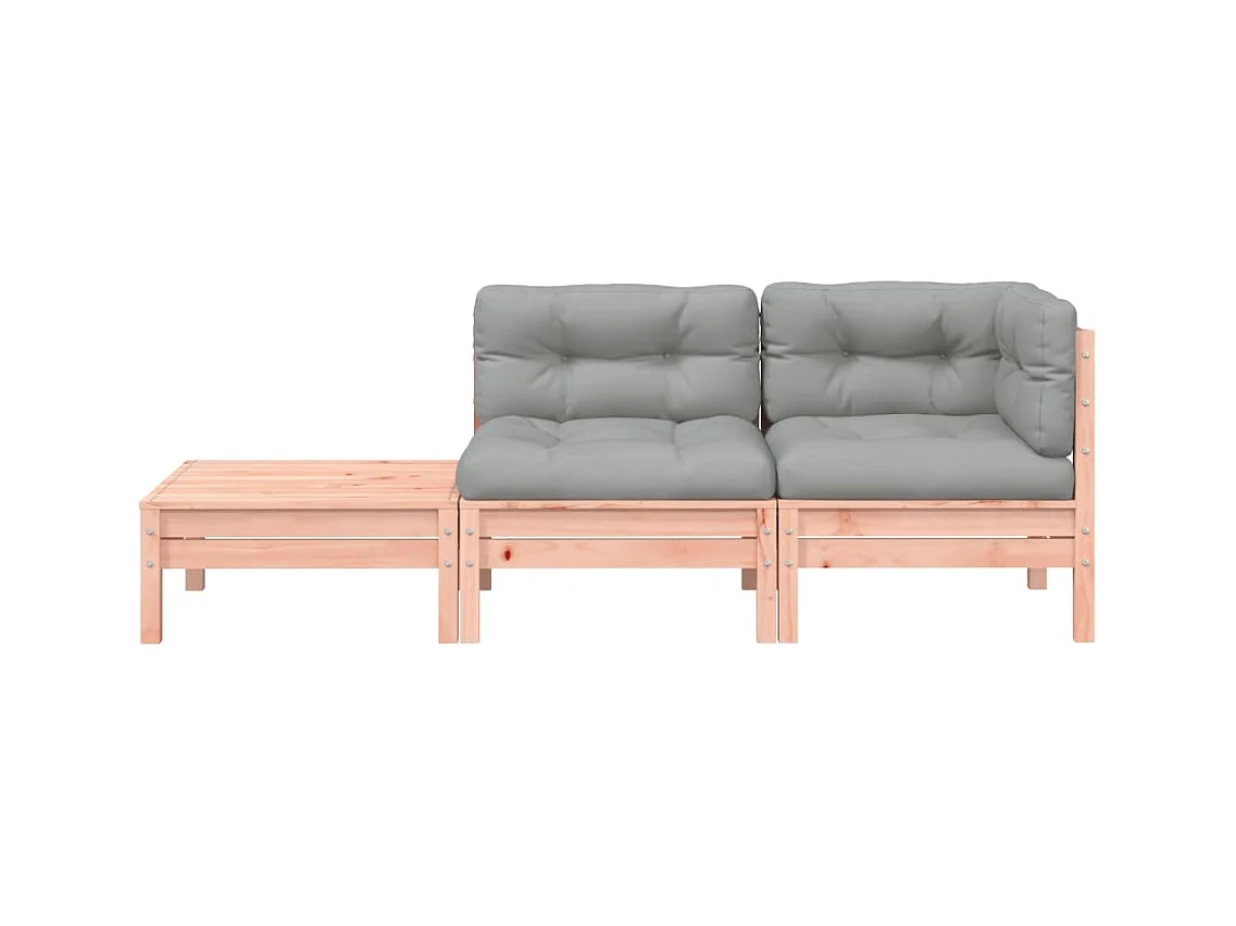 Canapé de jardin et coussins repose-pied bois massif douglas