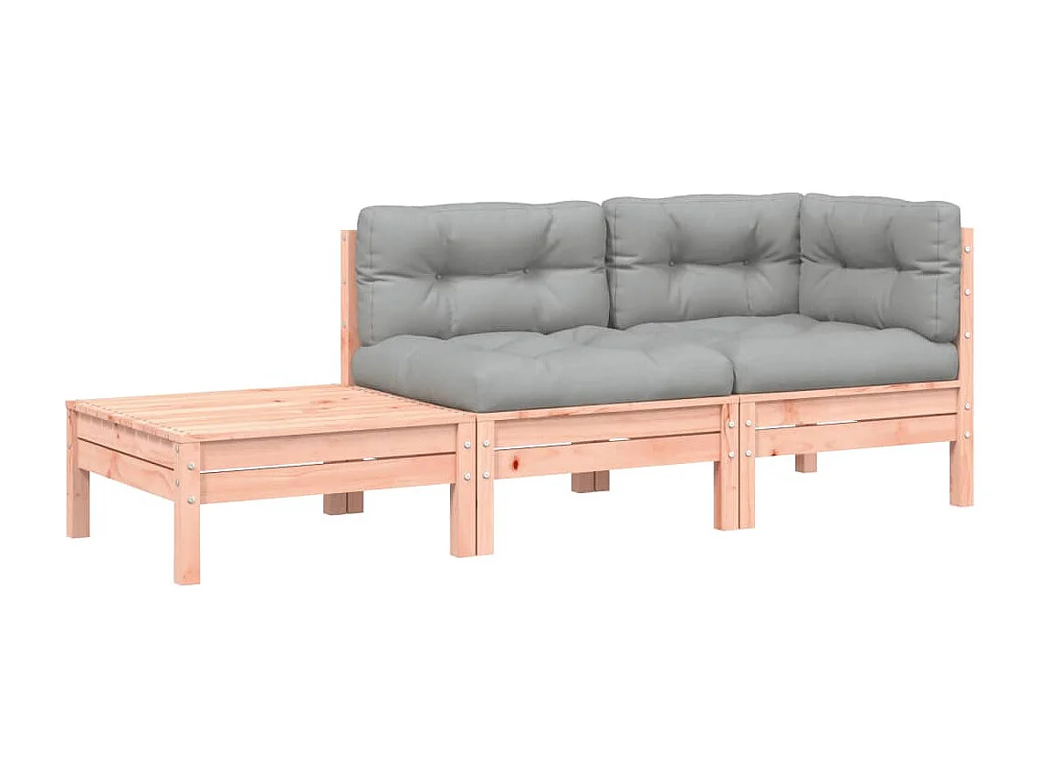 Canapé de jardin et coussins repose-pied bois massif douglas