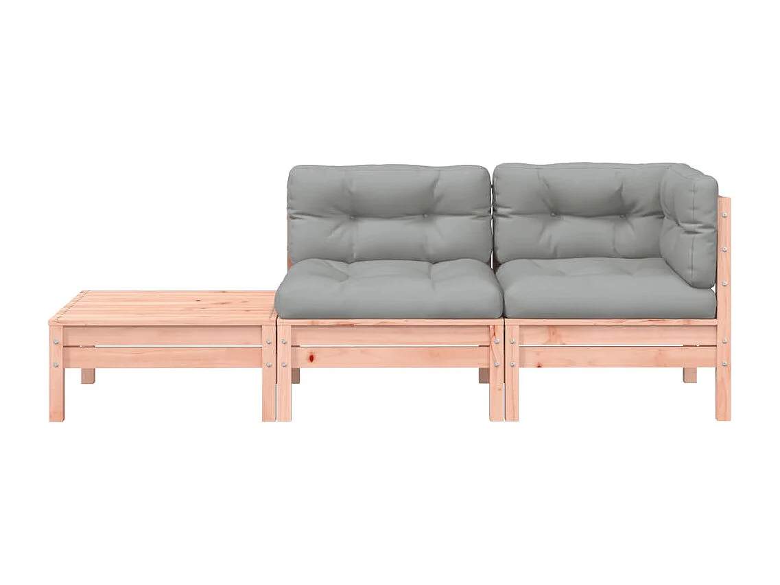 Canapé de jardin et coussins repose-pied bois massif douglas