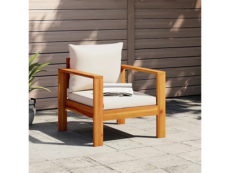 Chaise de jardin avec coussins bois massif d'acacia