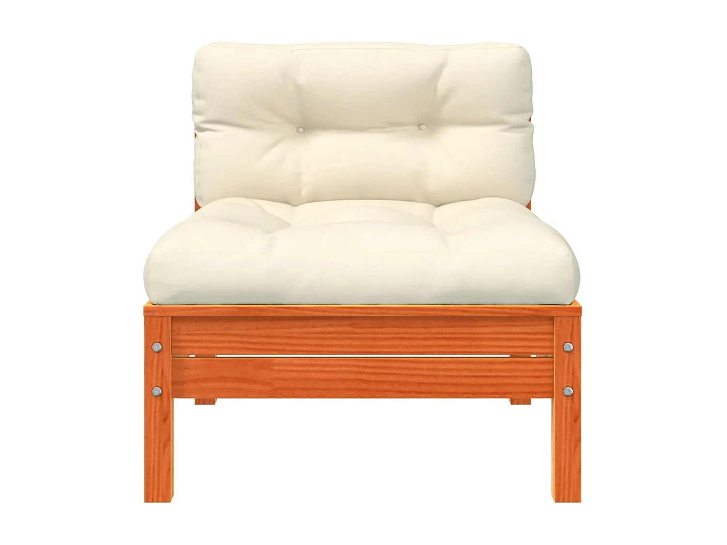 Gartensofa ohne Armlehnen, Kissen 2 Stück, massives Kiefernholz