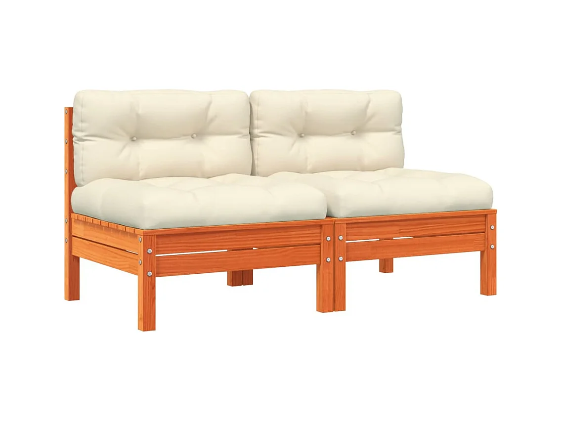 Canapé de jardin sans accoudoirs coussins 2 pcs bois massif pin
