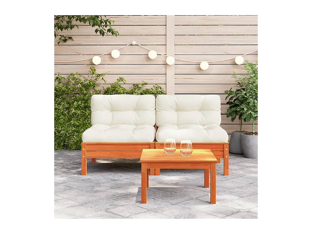 Canapé de jardin sans accoudoirs coussins 2 pcs bois massif pin