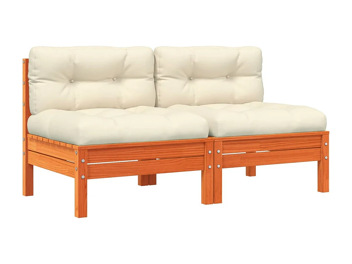 Canapé de jardin sans accoudoirs coussins 2 pcs bois massif pin