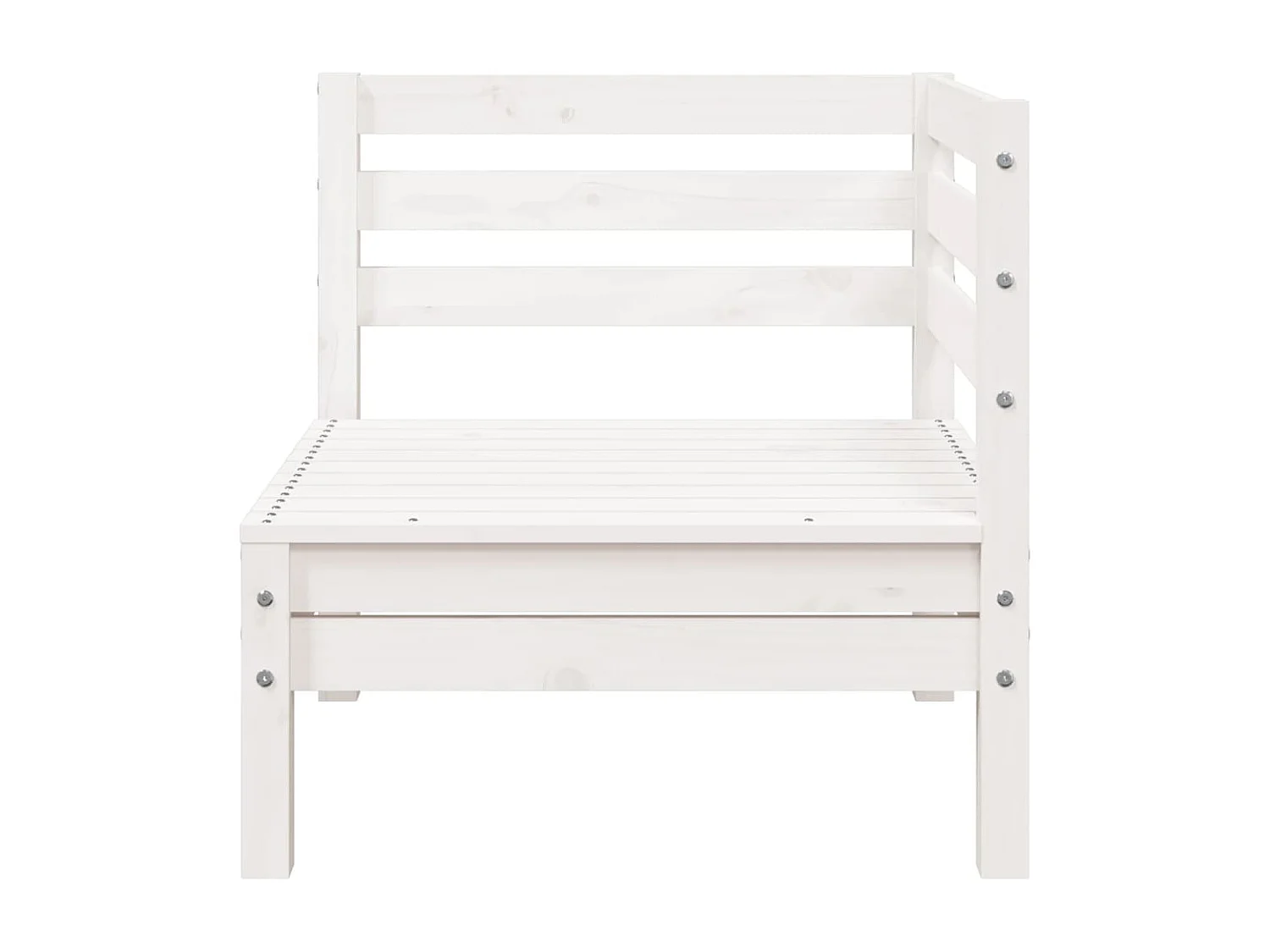 Sofá de jardim branco de 3 lugares em madeira maciça de pinho