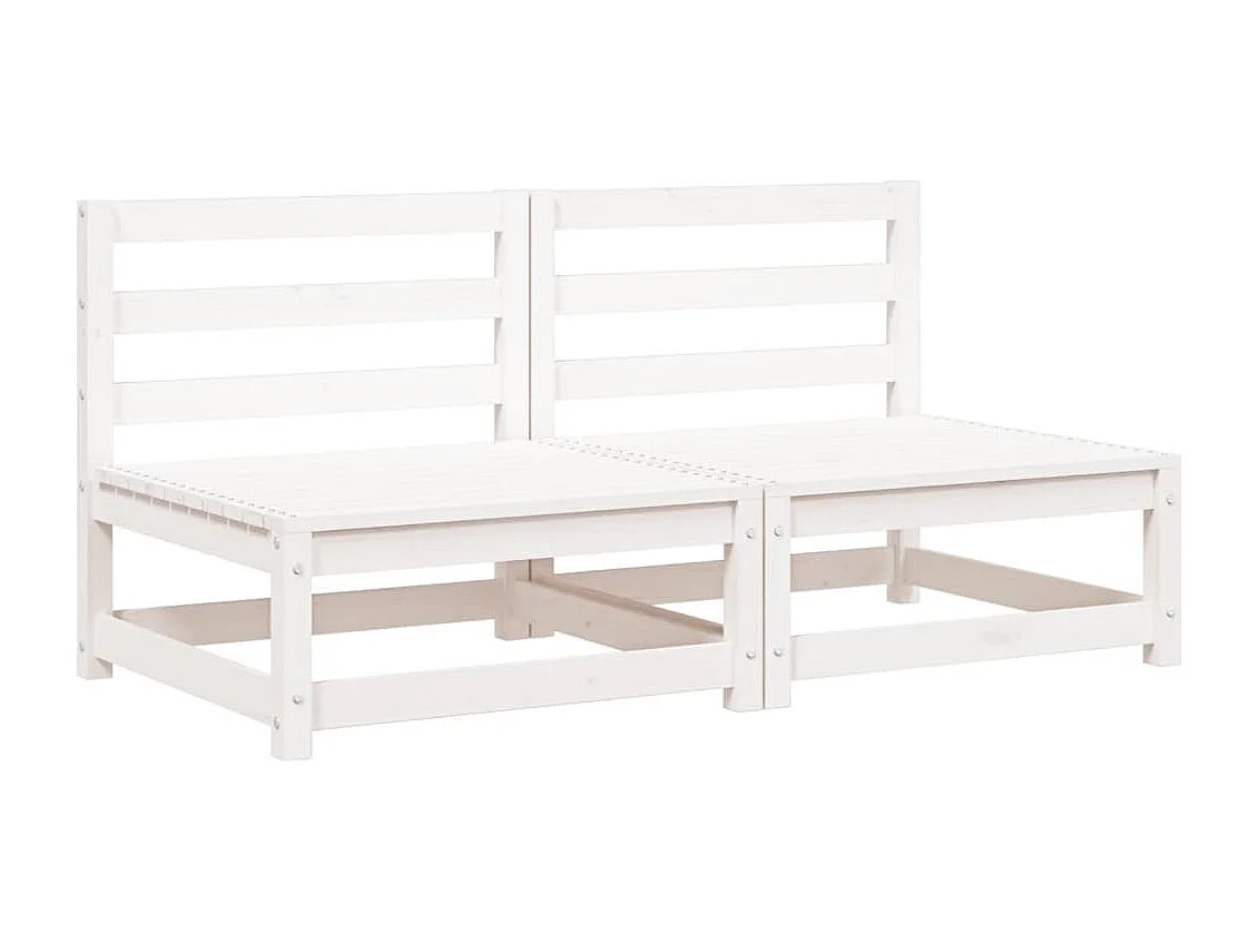 Divani da giardino senza braccioli 2 pz in legno massello di pino bianco