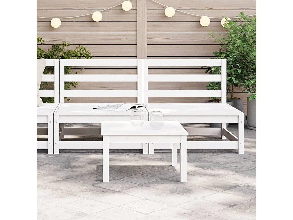 Divani da giardino senza braccioli 2 pz in legno massello di pino bianco