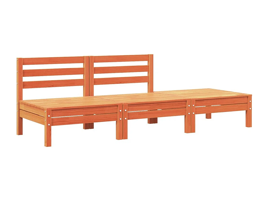 Divano da giardino a 3 posti in legno massello di pino cerato marrone