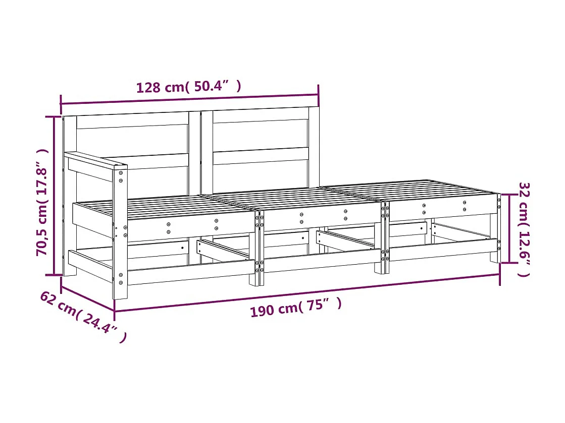 Móveis de jardim 3 unidades em madeira de pinho maciça cinza