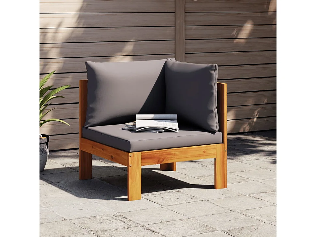 Garten-Ecksofa mit Kissen aus massivem Akazienholz