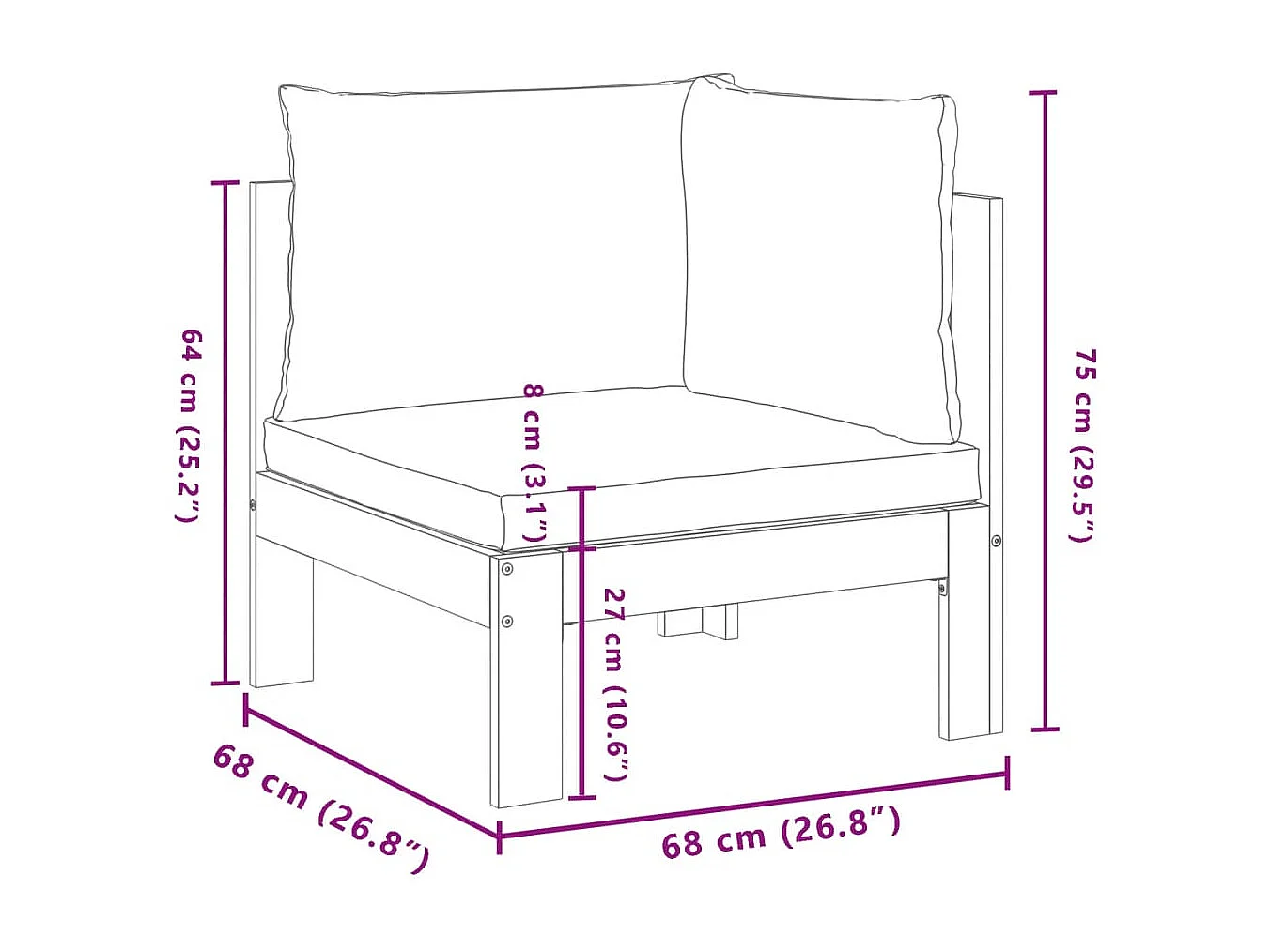 Garten-Ecksofa mit Kissen aus massivem Akazienholz