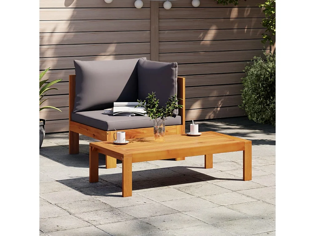 Canapé d'angle de jardin avec coussins bois massif d'acacia