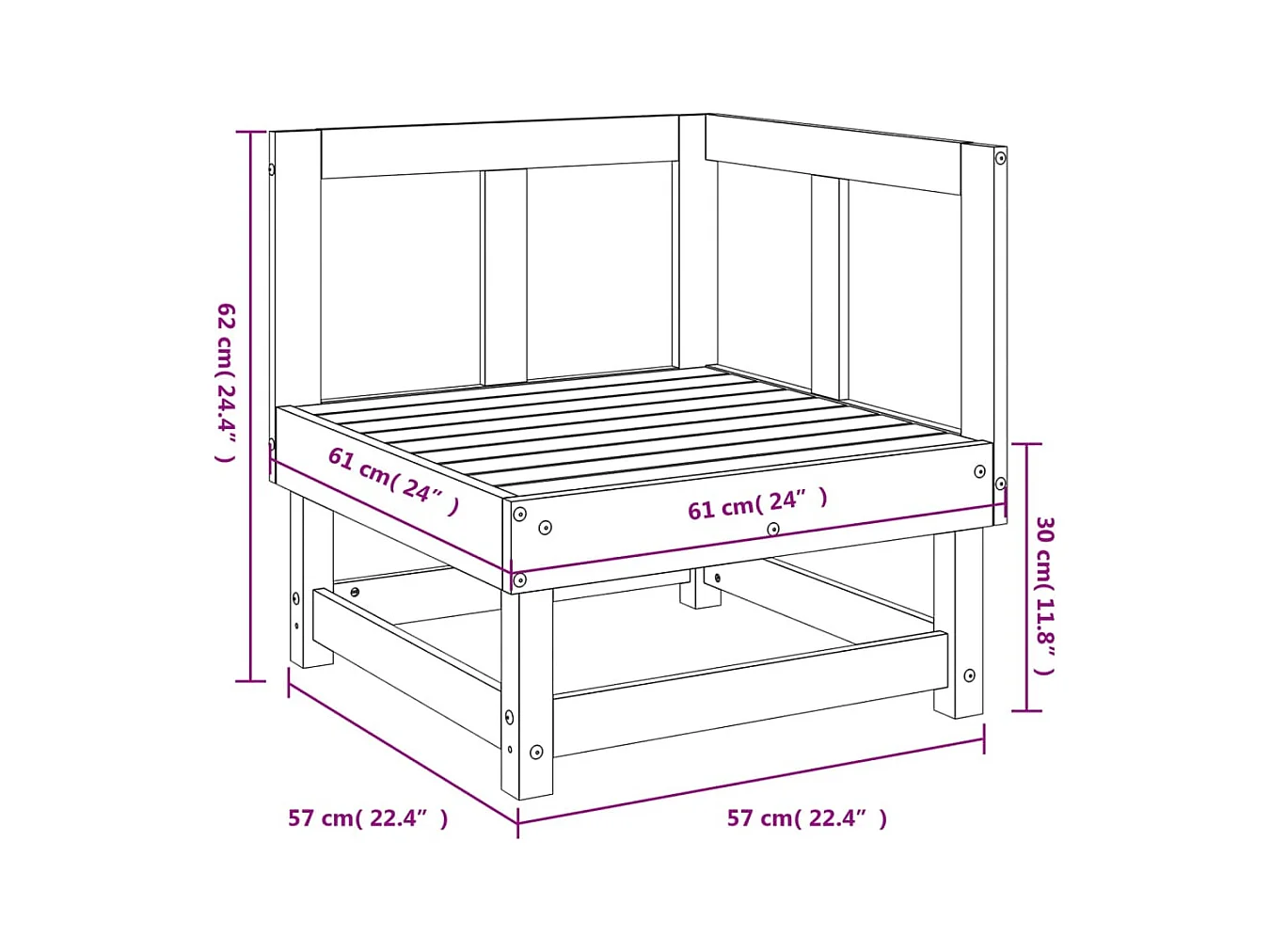 Canapé d'angle de jardin bois massif douglas
