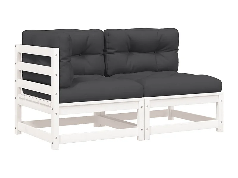 Divano da giardino e cuscini 2 posti in legno massello di pino bianco