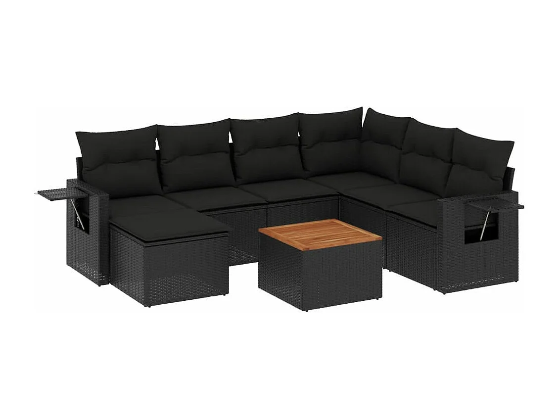 stuks tuinmeubelen met zwart geweven harskussens