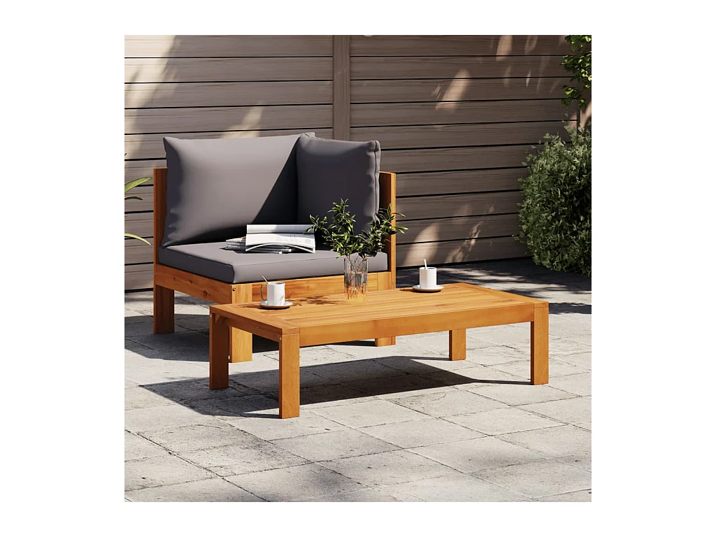 Salon de jardin avec coussins 2 pcs bois massif acacia