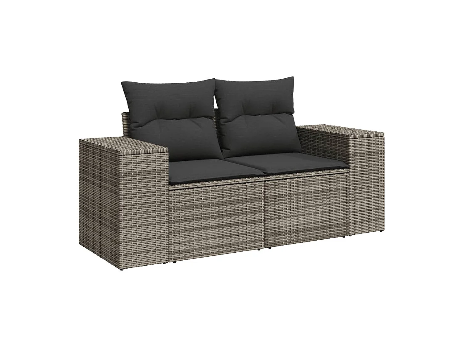 Salon de jardin 5 pcs avec coussins gris résine tressée