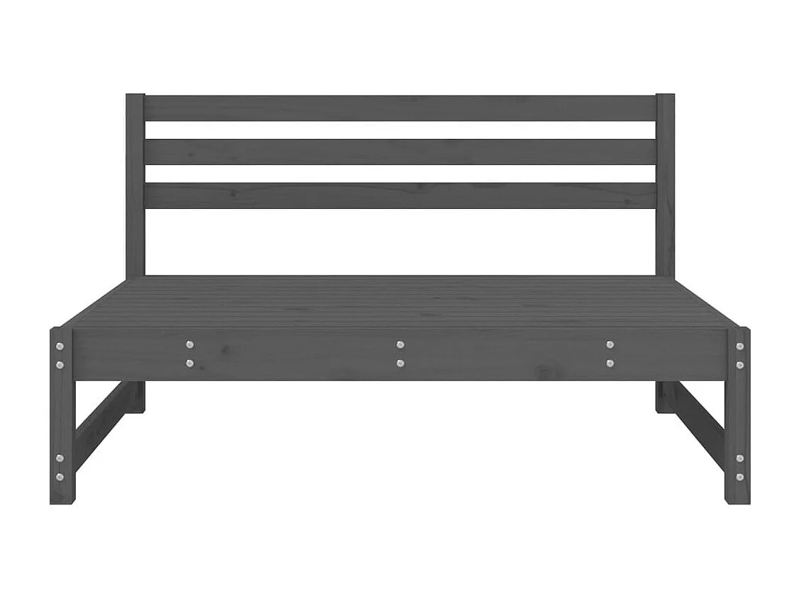 Canapé central de jardin gris 120x80 cm bois de pin massif