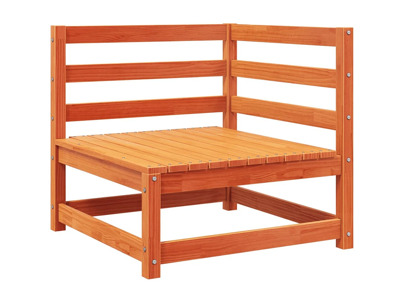 Canapé d'angle de jardin coussins cire marron bois pin massif