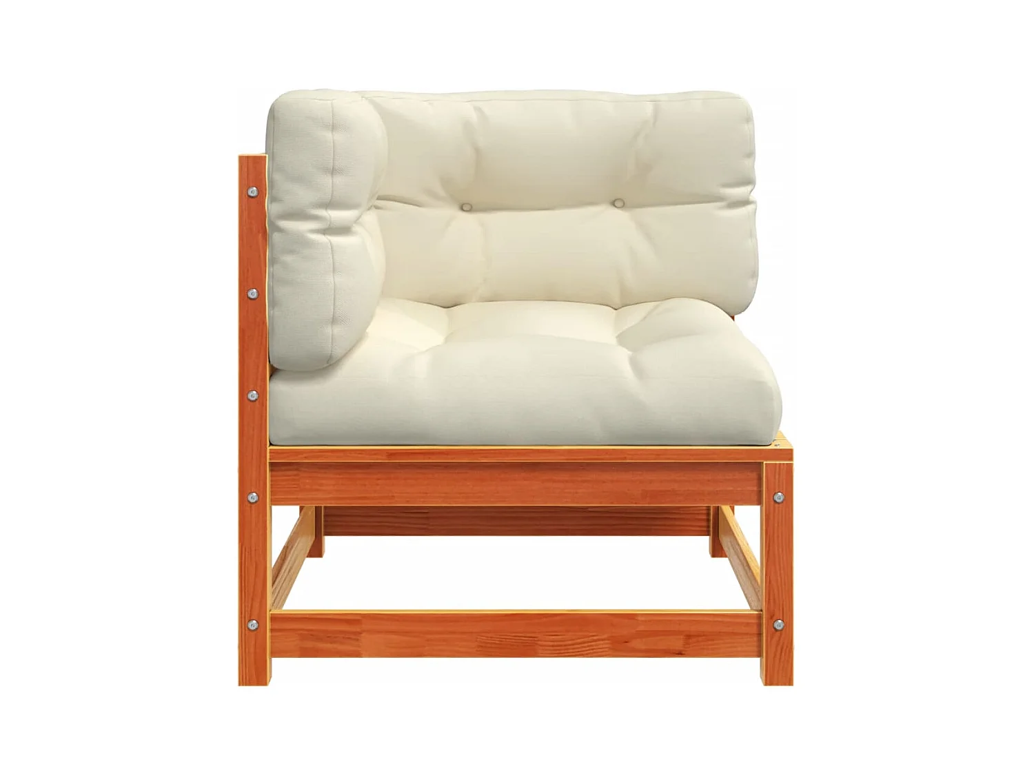 Canapé d'angle de jardin coussins cire marron bois pin massif