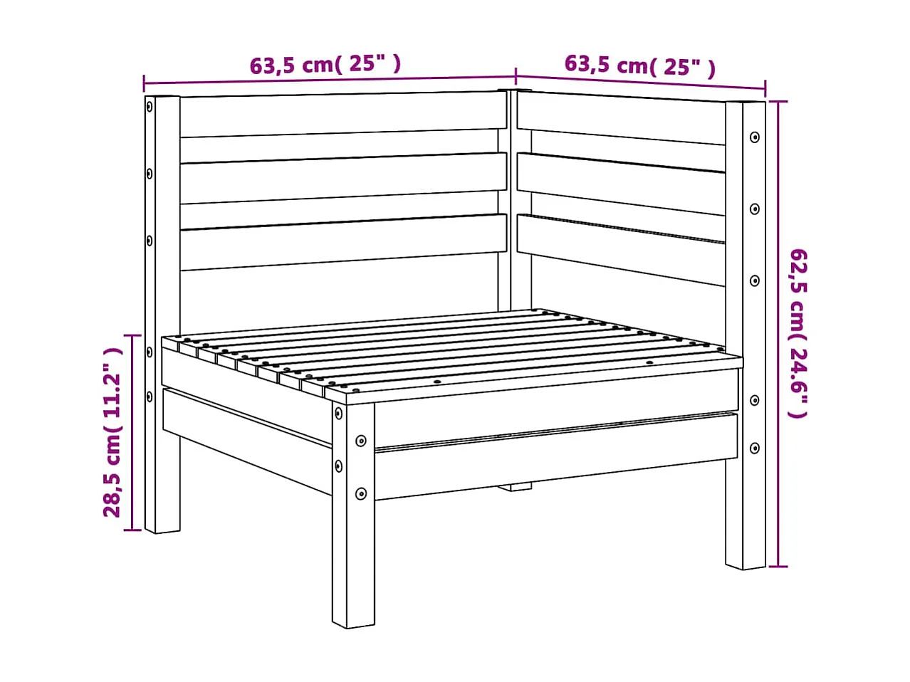 Canapé d'angle de jardin bois massif douglas