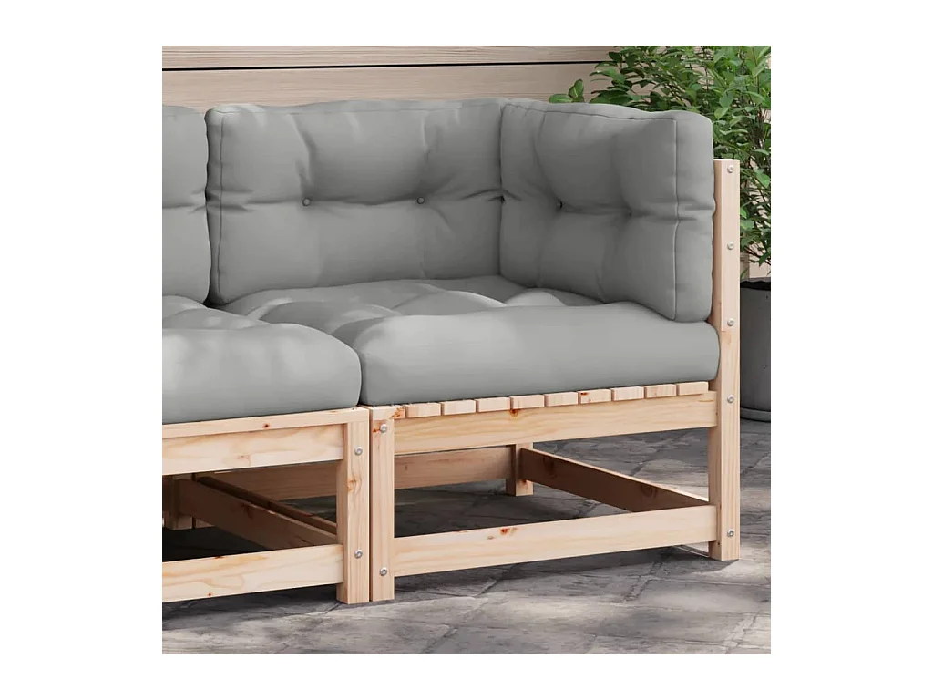 Canapé d'angle de jardin avec coussins bois de pin solide