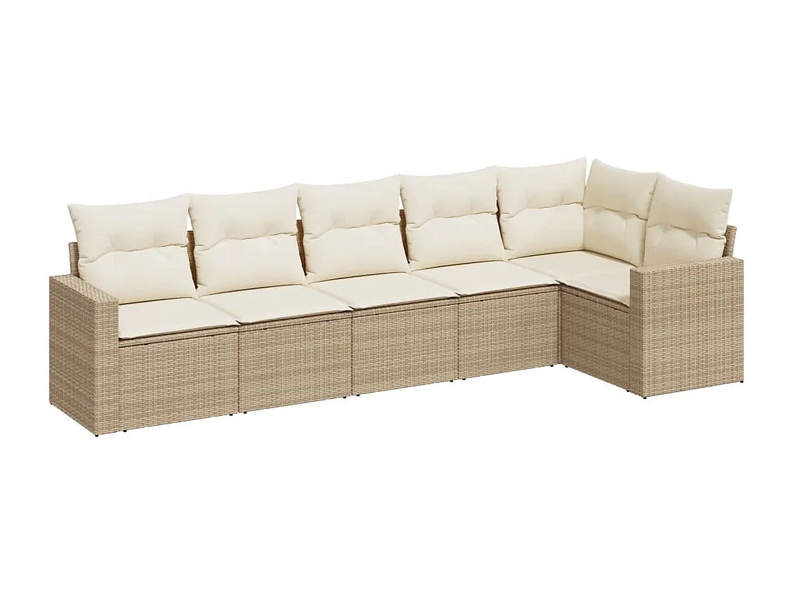 Salon de jardin avec coussins 6 pcs beige résine tressée